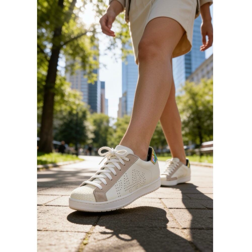 P448 S22 John Iridescent Womens 7.5/8US 38EU Ivory Athletic Nautilus Sneakers